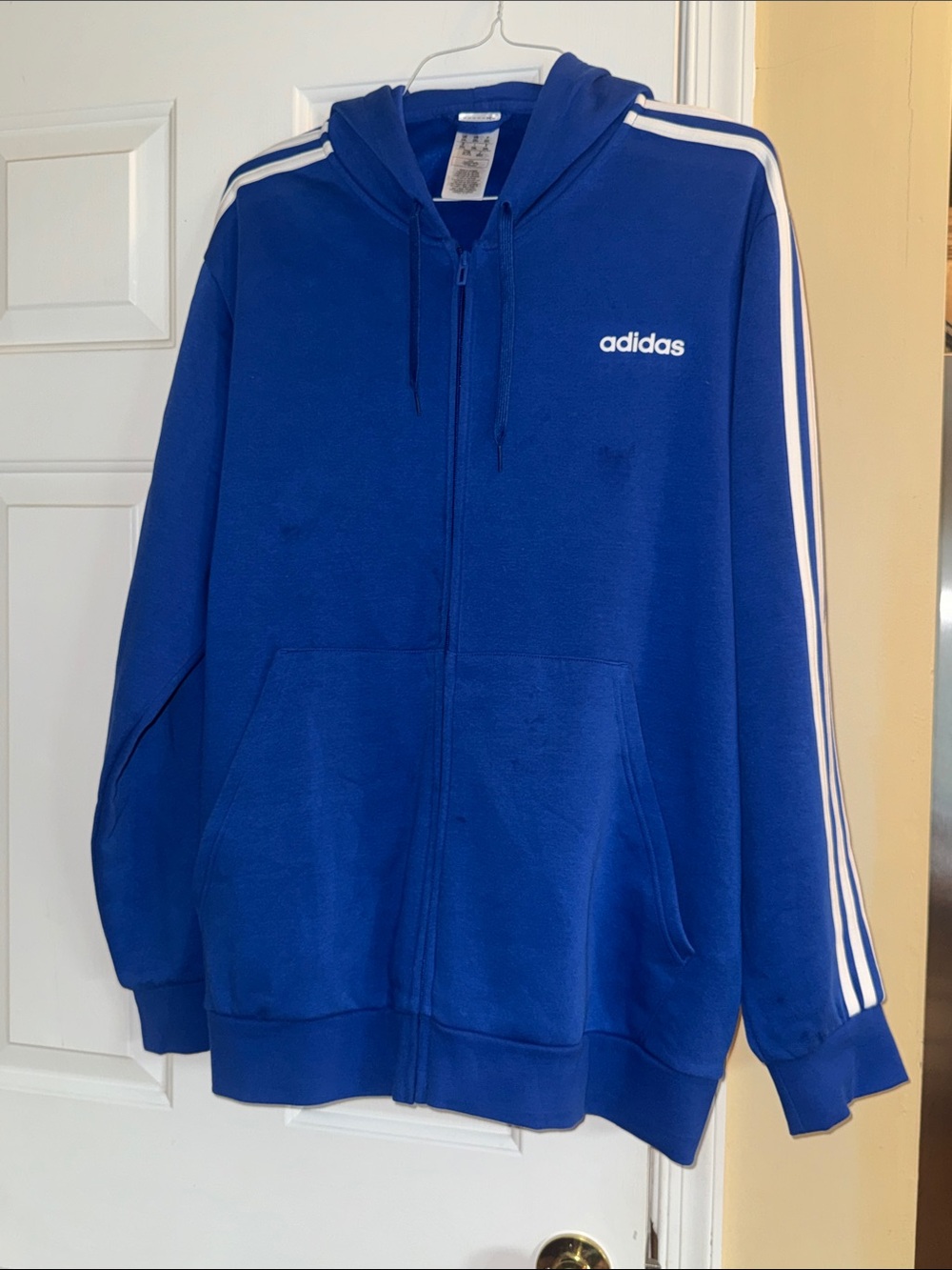 adidas Royal Blue Full-Zip Hoodie with White Stripes